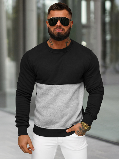 Sweatshirt Homme Noir OZONEE JS/8B1305/3