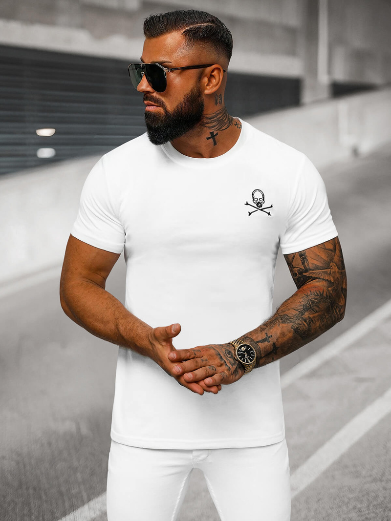 T-Shirt Homme Blanc OZONEE NB/MT3049
