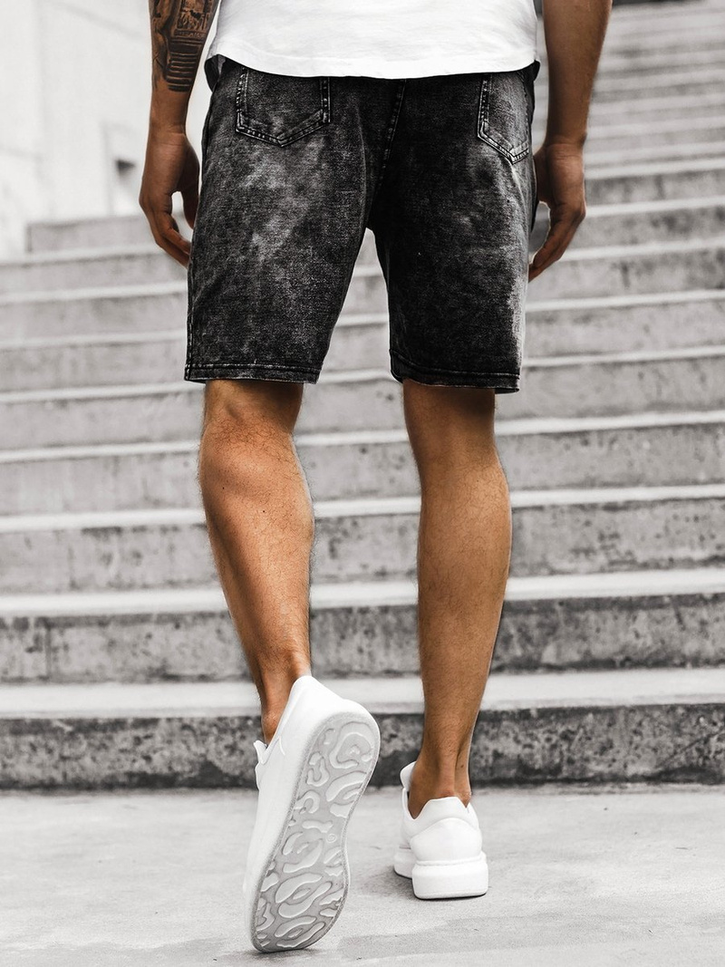 Short en jean Noir OZONEE JS/KK1070/2