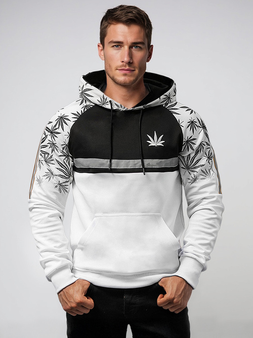 Sweatshirt à capuche homme blanc OZONEE O/B268