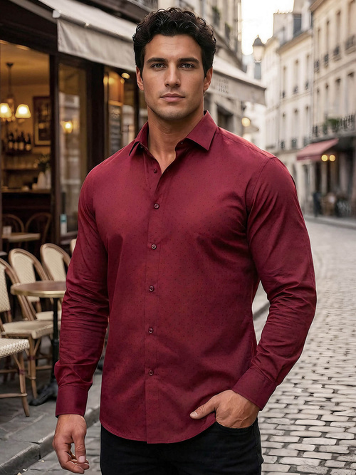 Chemise Homme Bordeaux OZONEE V/V182Z