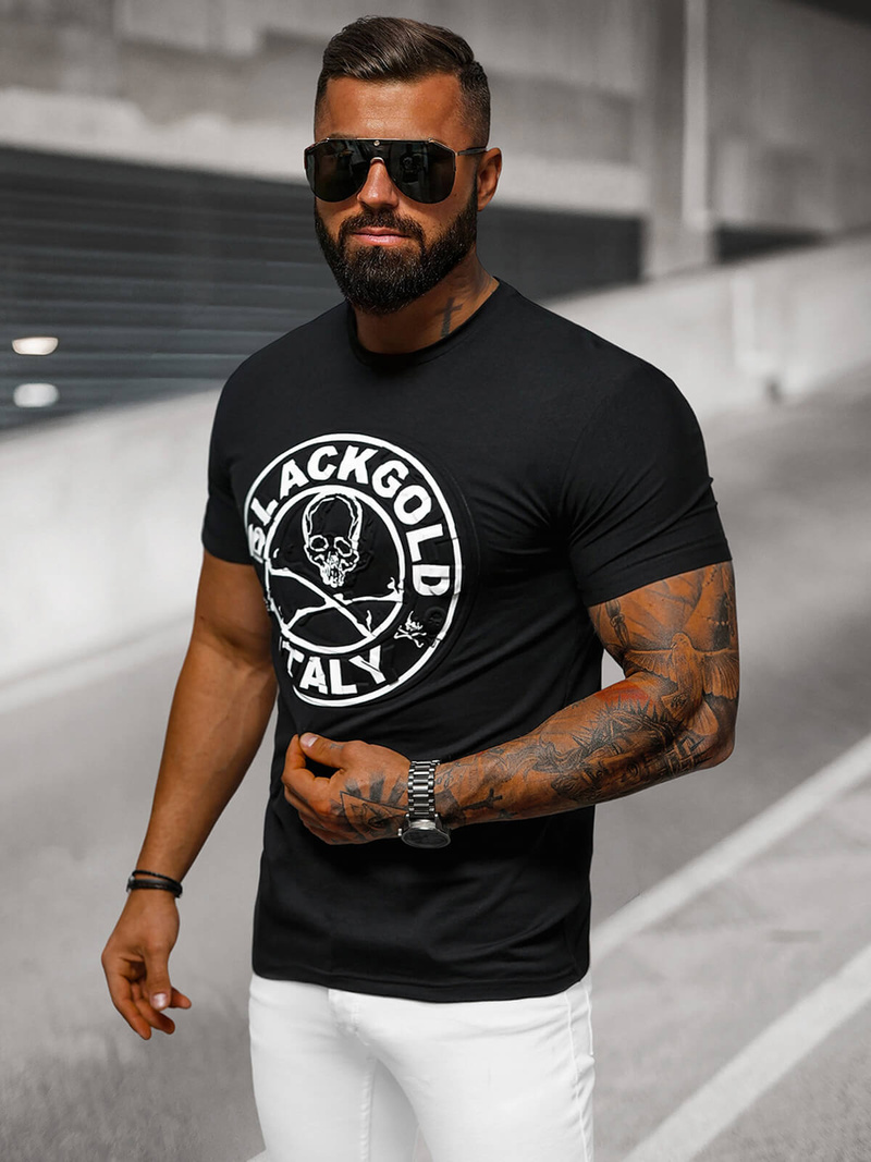 T-shirt Homme Noir OZONEE NB/MT3074