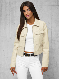 Veste en cuir femme beige OZONEE O/G117Z
