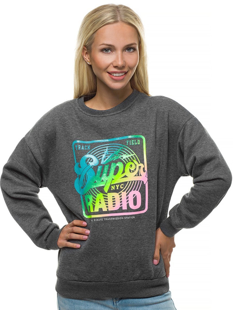 Sweat-shirt femme Gris foncé OZONEE JS/KSW1008