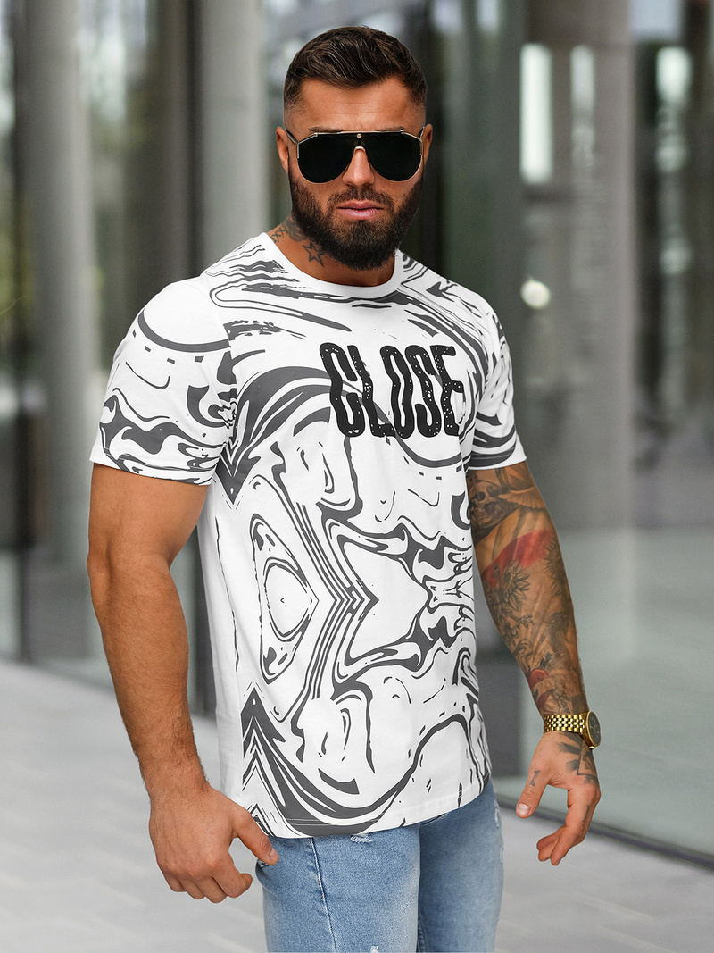 T-shirt Homme Blanc OZONEE O/MPO3470