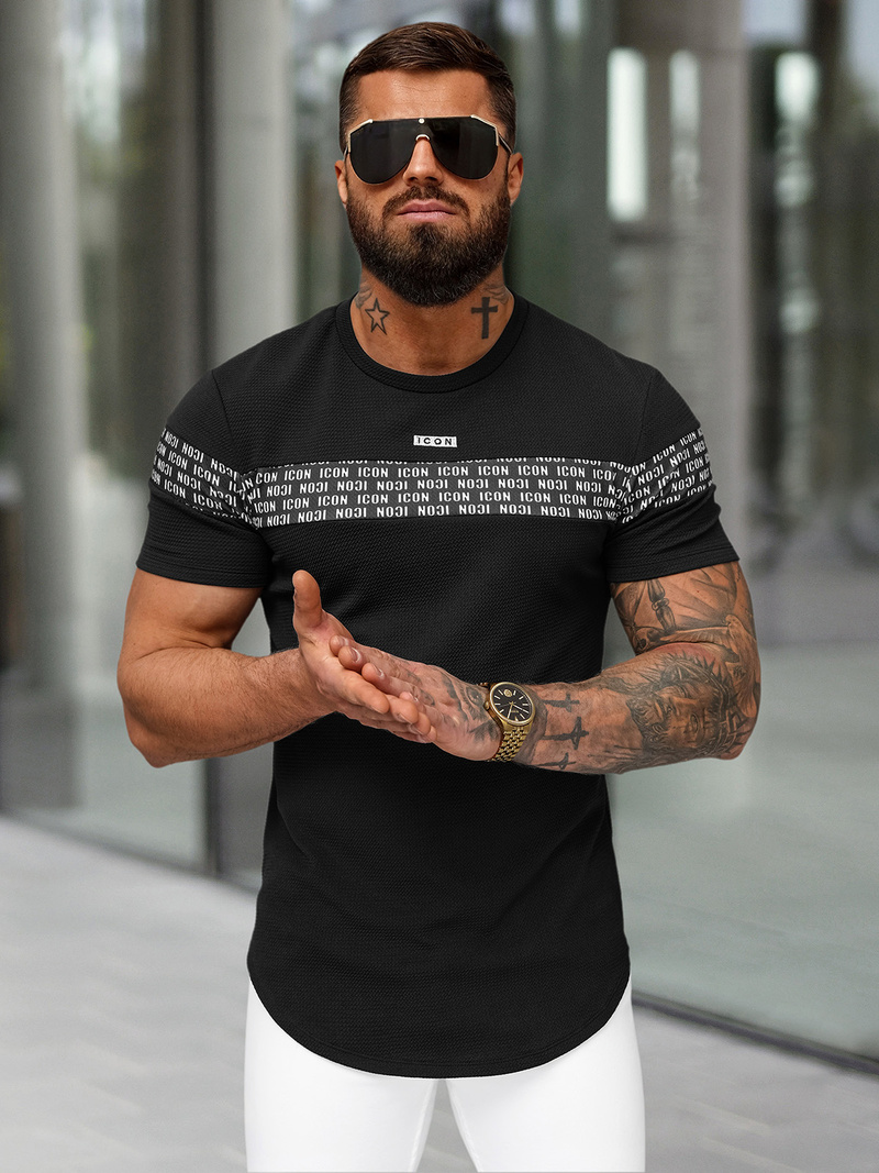 T-shirt Homme Noir OZONEE O/B1216