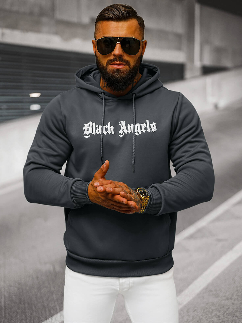 Sweatshirt à capuche homme gris foncé OZONEE JS/27B6509/5