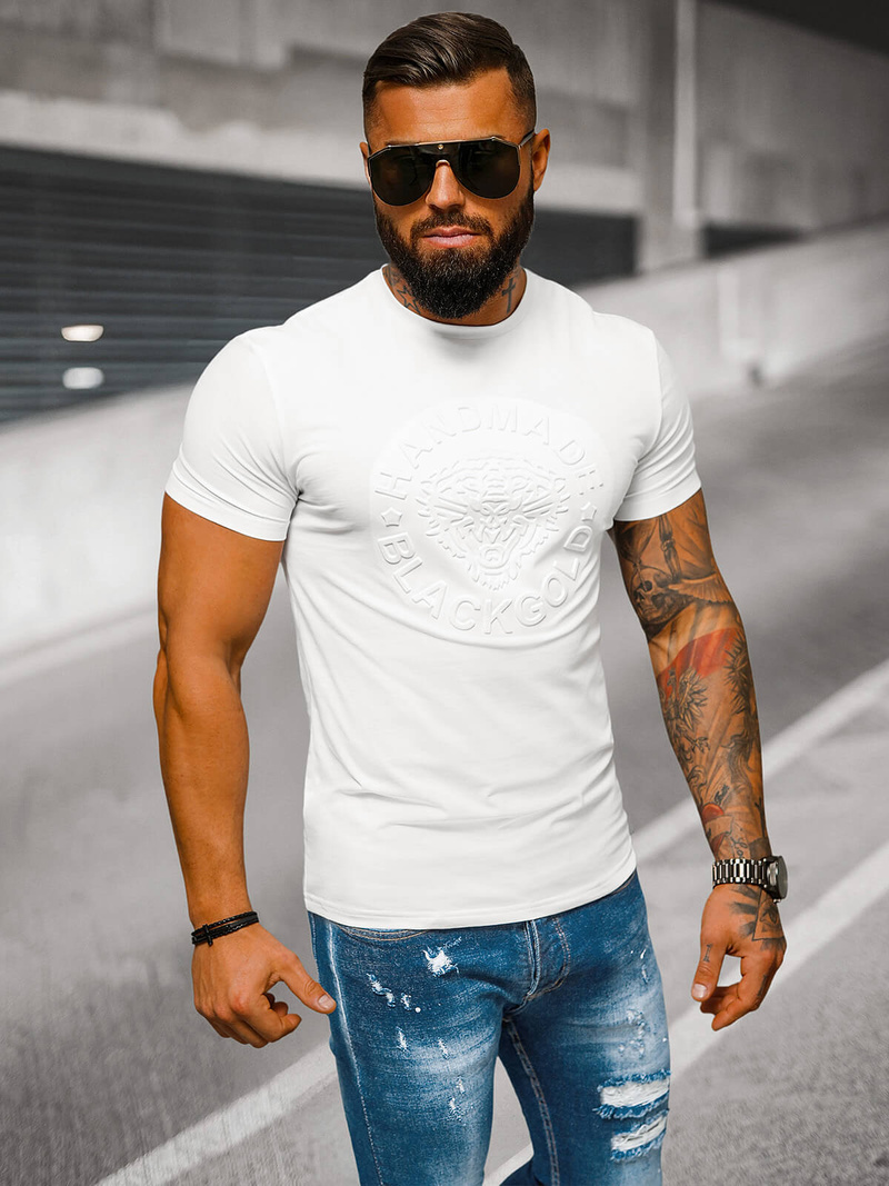 T-shirt Homme Blanc OZONEE NB/MT3056Z