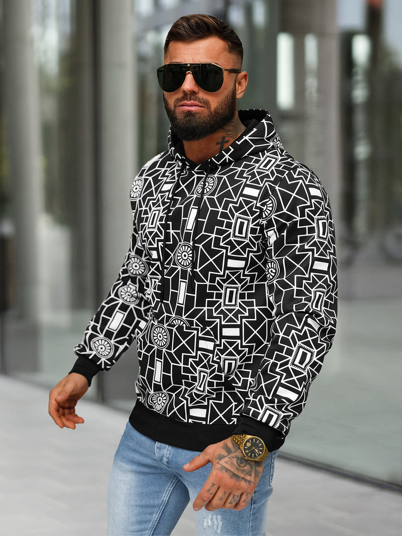 Sweatshirt à capuche homme noir OZONEE JS/8B1236/3