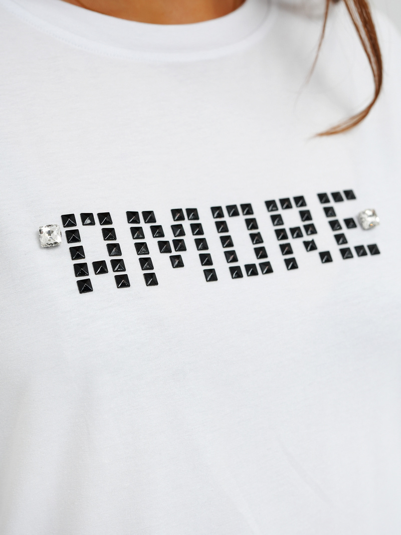 T-shirt femme blanc et noir OZONEE JS/YJ77716