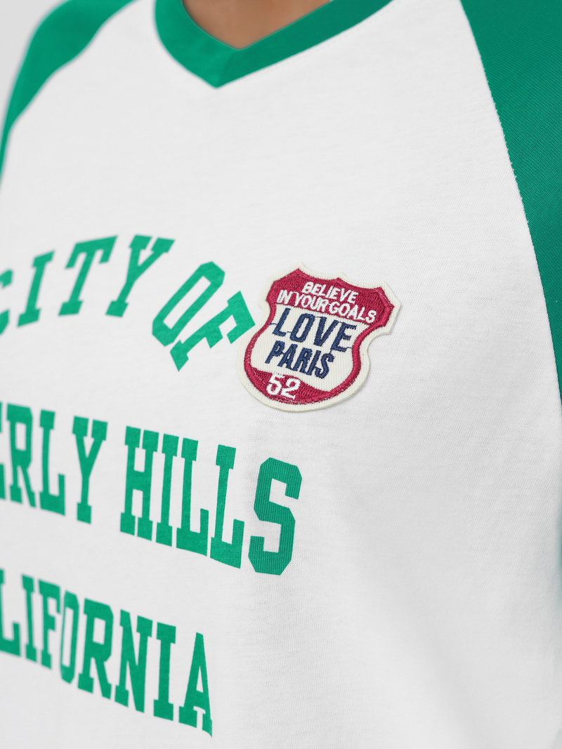 T-shirt Femme Blanc et Vert OZONEE JS/R62493