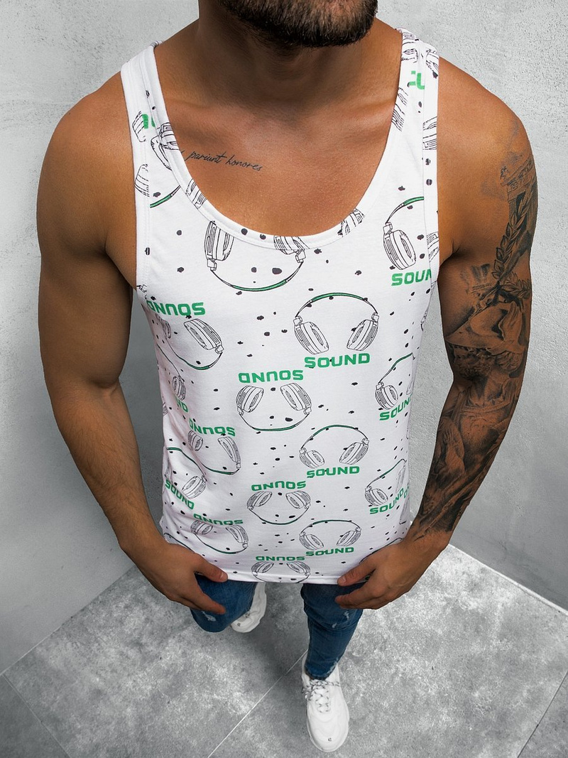 T-Shirt Homme Blanc et vert OZONEE O/BL121