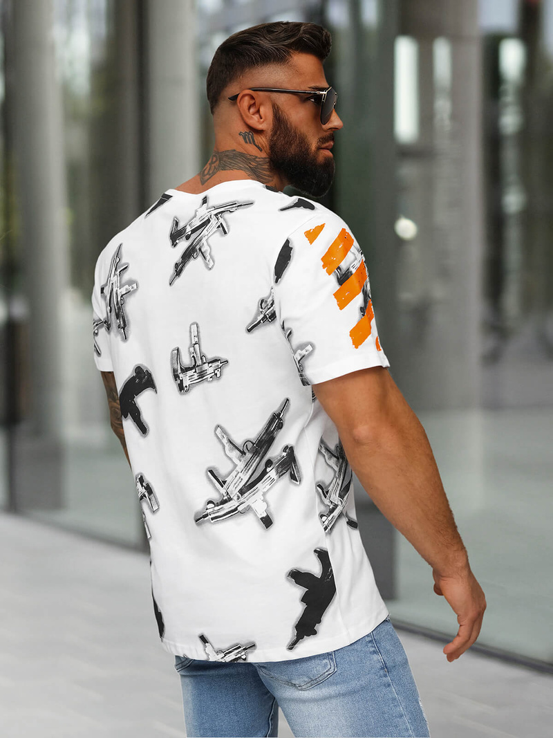 T-shirt Homme Blanc OZONEE O/MPO3471