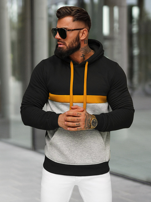 Sweatshirt à capuche homme noir OZONEE JS/8B1319/3