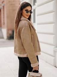 Veste en cuir femme beige OZONEE JS/11Z8176