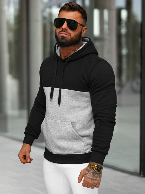 Sweatshirt à capuche homme noir OZONEE JS/8B1317/3