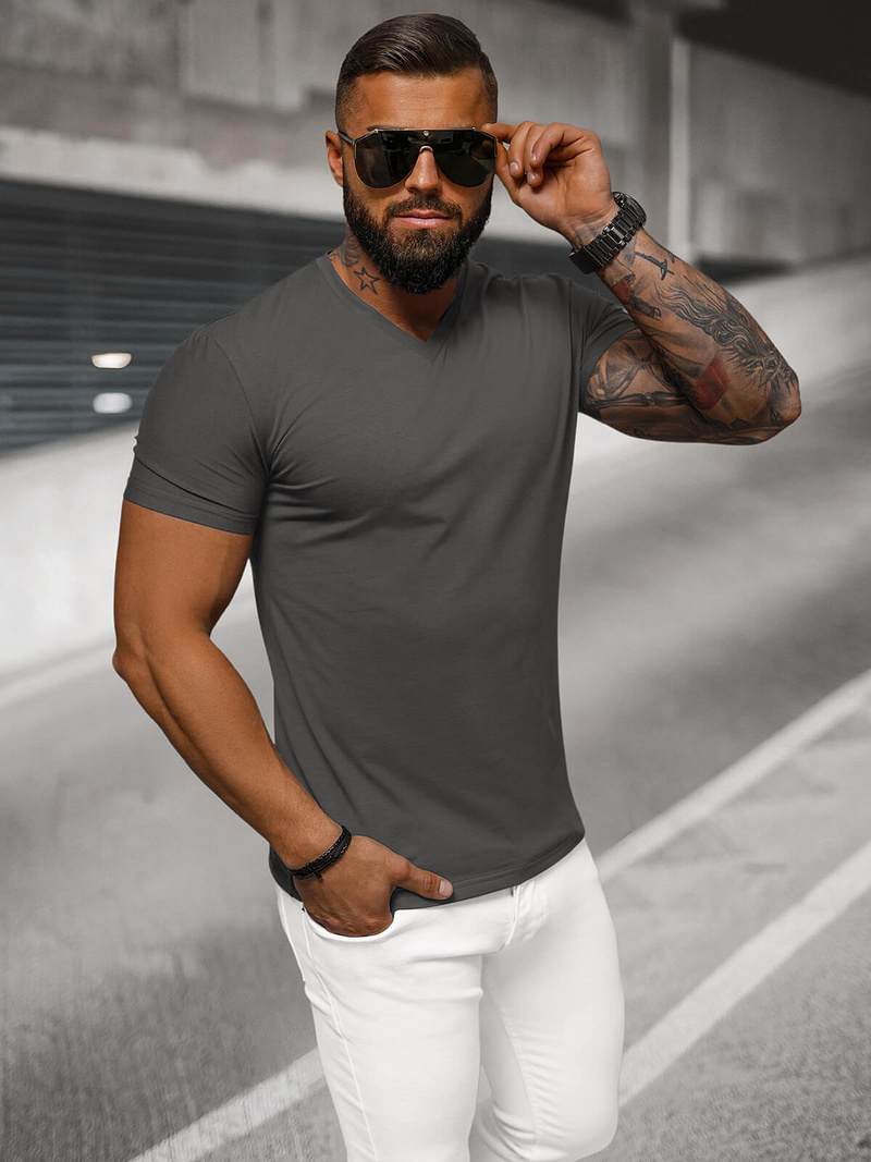 T-Shirt Homme Gris Foncé OZONEE NB/MT3099