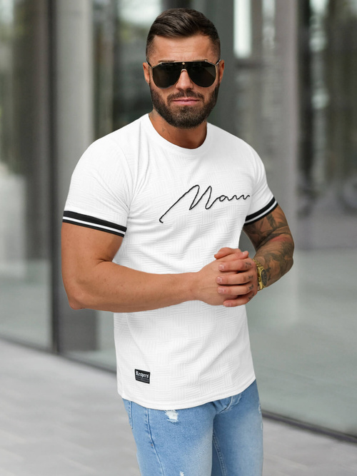 T-shirt Homme Blanc OZONEE O/QS11628