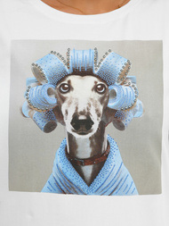 T-shirt femme blanc et gris OZONEE JS/YJ77726