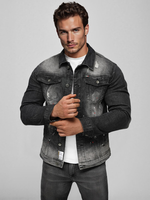 Veste en jean homme noir OZONEE NB/MJ542NZ