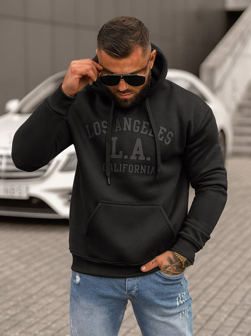Sweatshirt à capuche homme noir OZONEE JS/8B1356/3