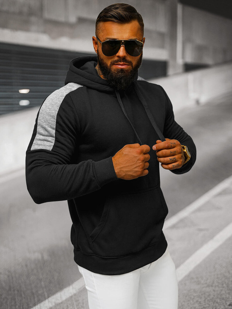 Sweatshirt à capuche homme noir OZONEE JS/8B1311/3