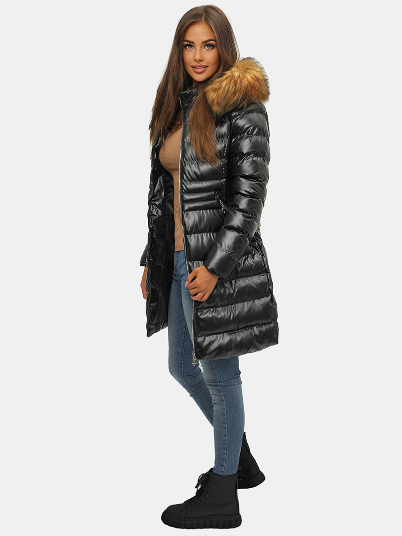 Veste Femme Noir et Marron OZONEE JS/M777/392B