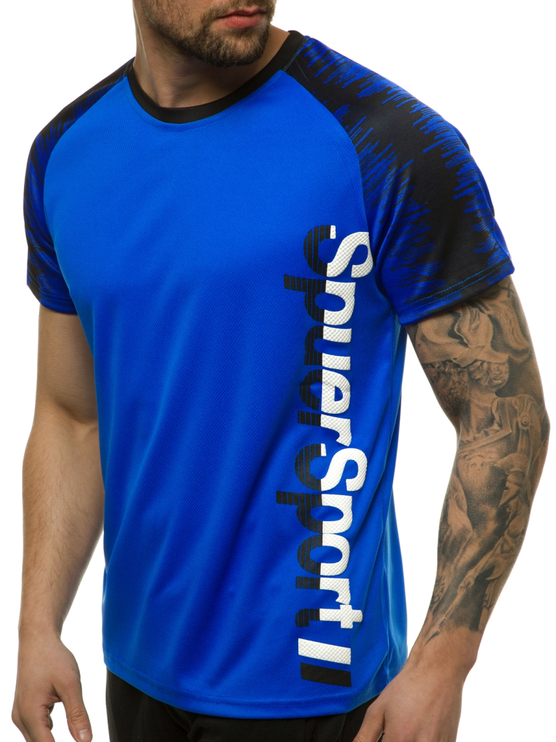 T-Shirt Homme Bleu OZONEE JS/KS2069