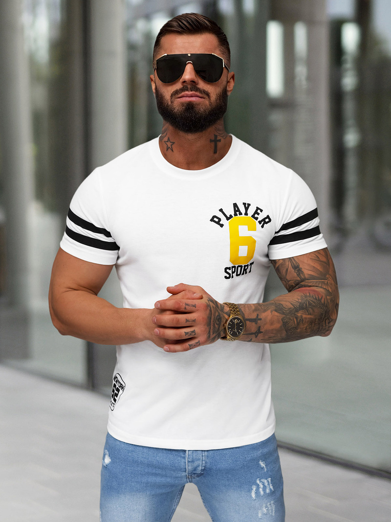 T-shirt Homme Blanc OZONEE JS/8B1391/1