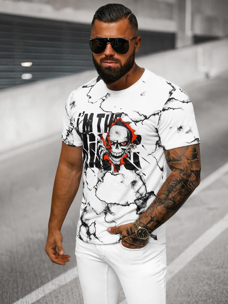 T-shirt Homme Blanc OZONEE JS/Y70028