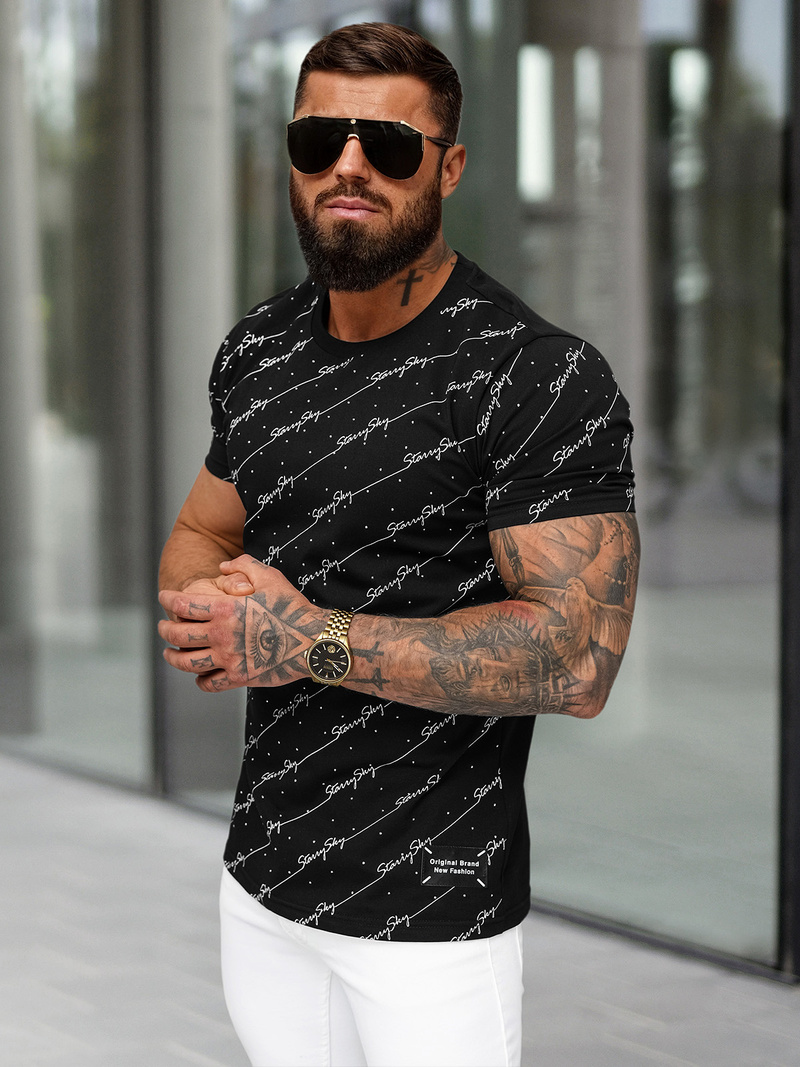 T-shirt Homme Noir OZONEE O/QQ1323