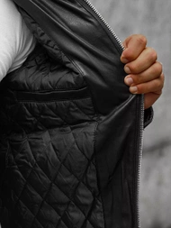 Veste en cuir homme Noir OZONEE JS/11Z8012