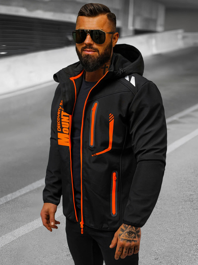 Veste Softshell Homme noir et orange OZONEE JS/HH026/1