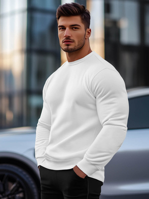 Sweatshirt Homme Blanc OZONEE JS/2001-10Z