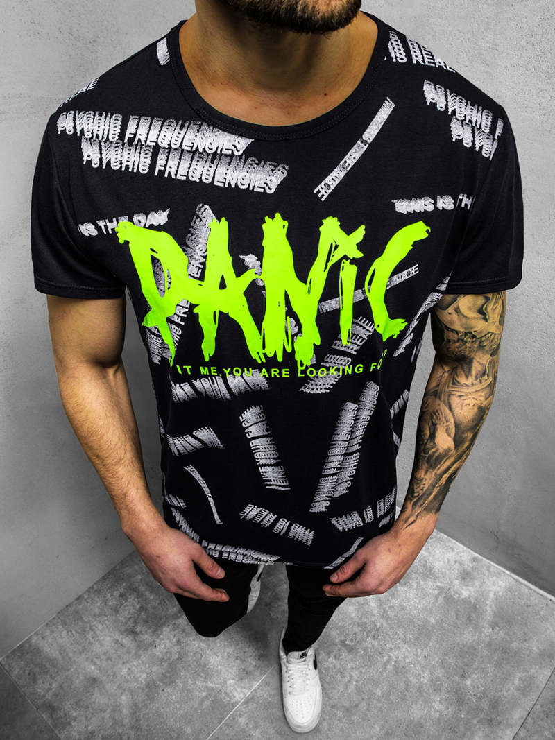 T-Shirt Homme Noir OZONEE JS/KS1998Z