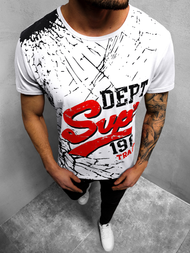 T-Shirt Homme Blanc OZONEE JS/KS1942Z