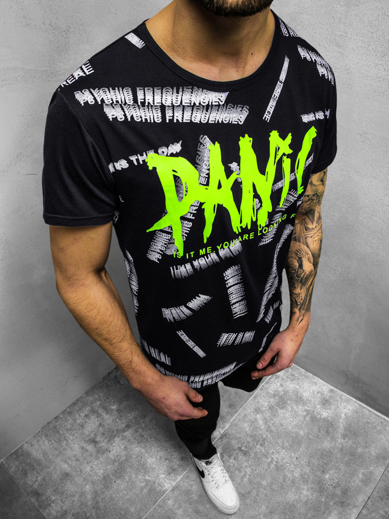 T-Shirt Homme Noir OZONEE JS/KS1998Z