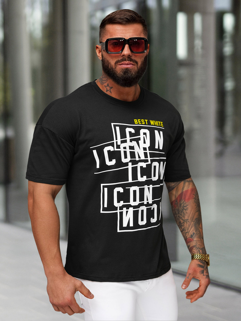 T-shirt Homme Noir OZONEE JS/8B1366/3