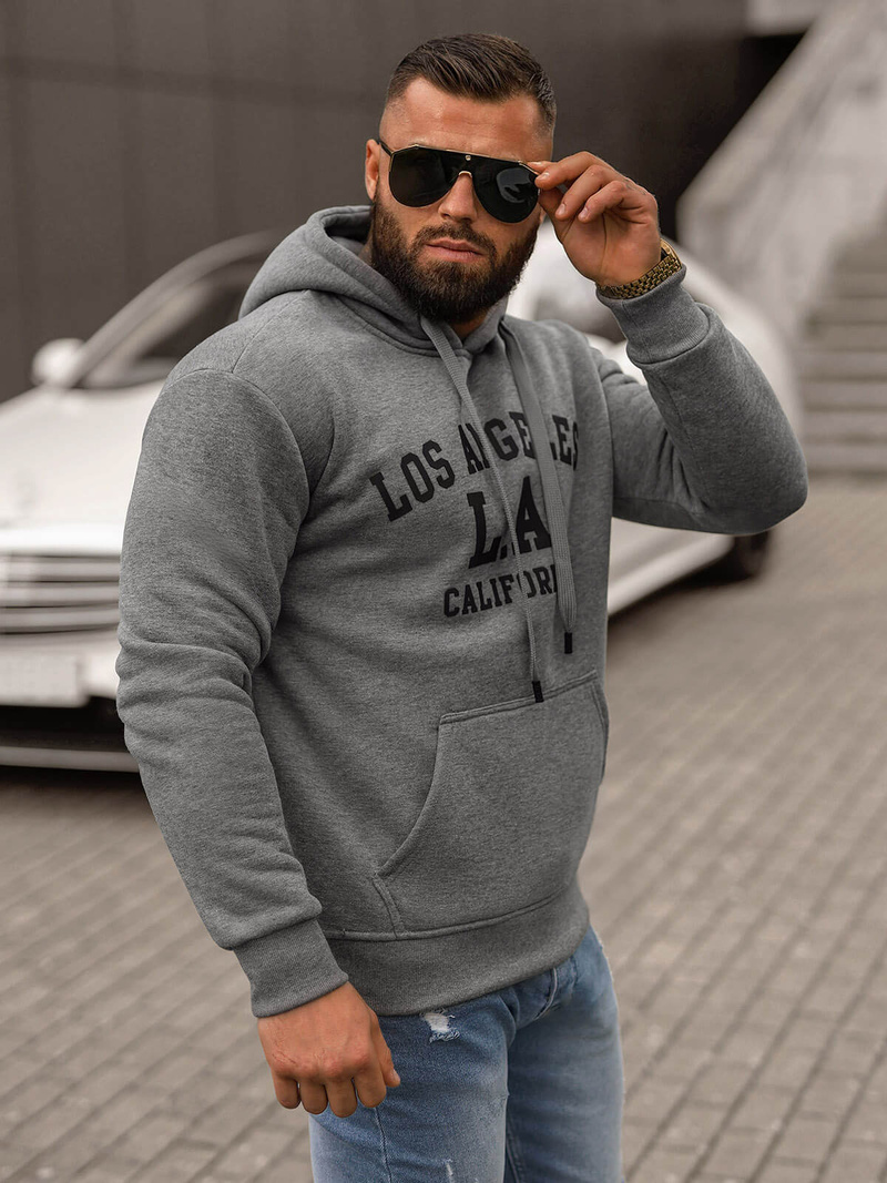 Sweatshirt à capuche homme gris foncé OZONEE JS/8B1356/5