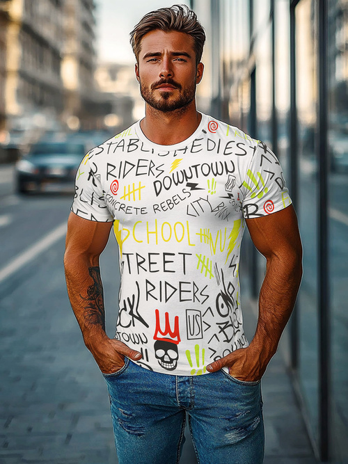 T-shirt Homme Blanc OZONEE JS/8T1212/1Z