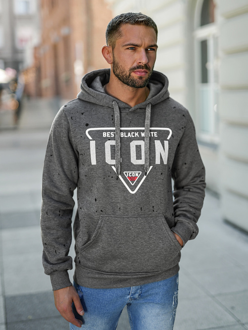 Sweatshirt à capuche homme gris foncé OZONEE JS/8B1737/5