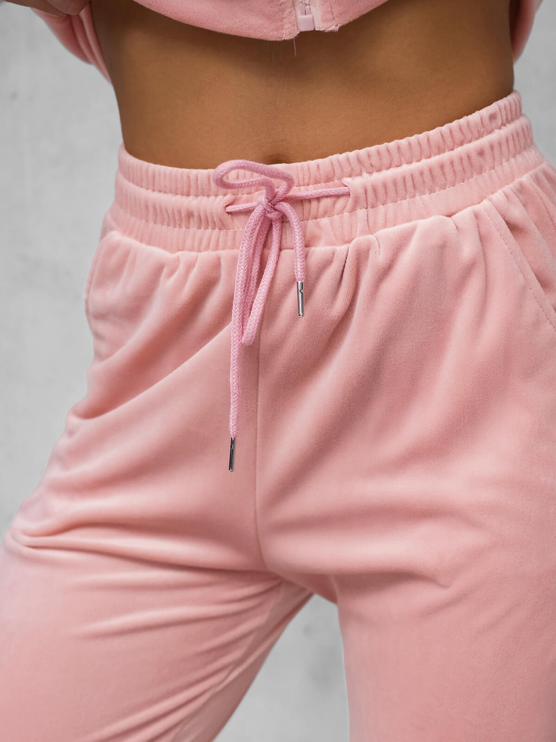 Ensemble survêtement femme en velours rose clair OZONEE JS/35C1610/20