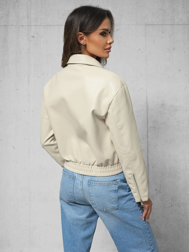 Veste en cuir femme beige OZONEE O/G116