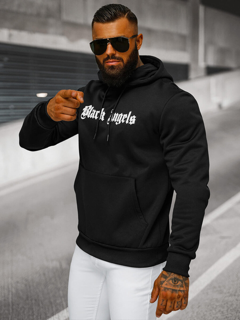 Sweatshirt à capuche homme noir OZONEE JS/27B6509/3