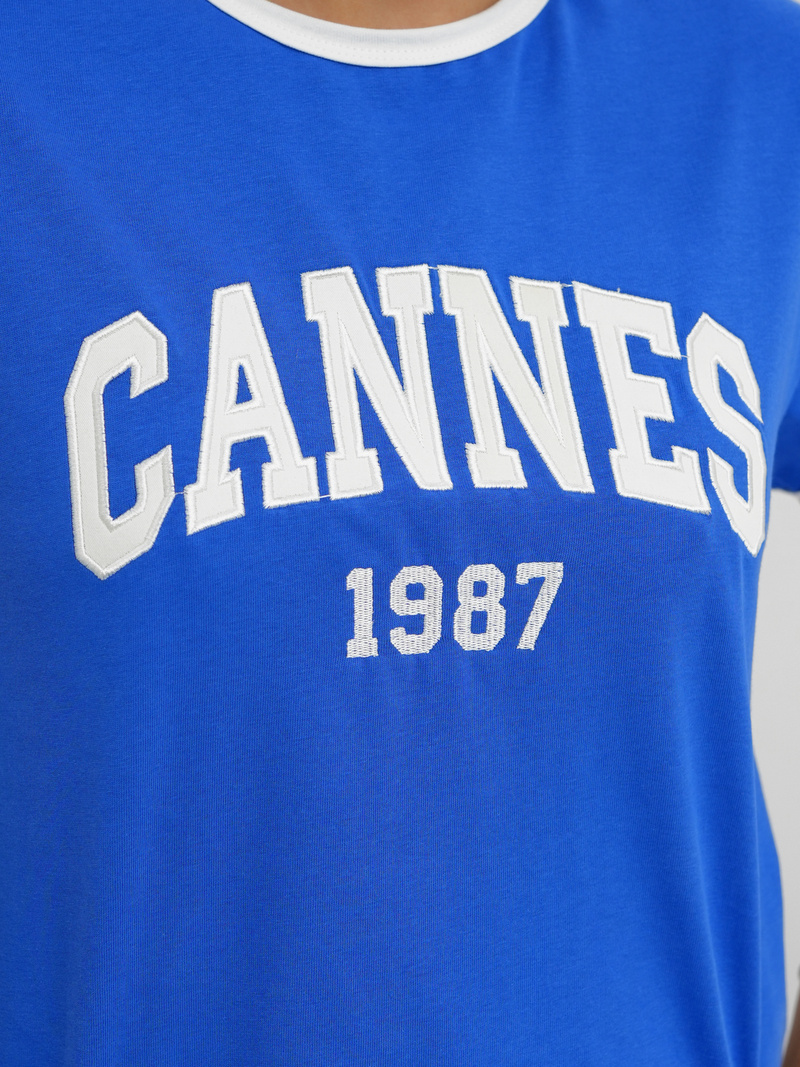 T-shirt femme bleu OZONEE JS/R62184