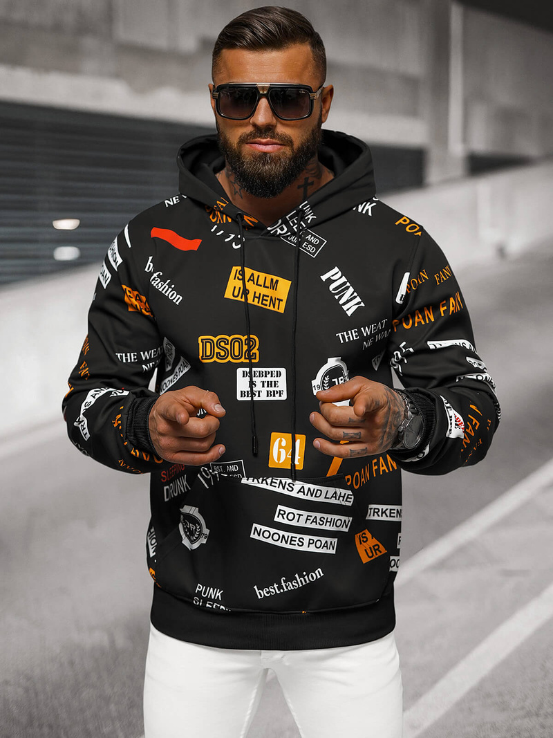 Sweatshirt à capuche homme noir OZONEE JS/8B1250/3