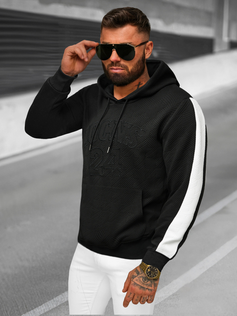 Sweatshirt à capuche homme noir OZONEE JS/3B579