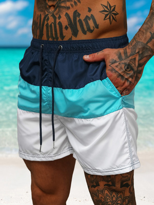 Short de bain homme bleu foncé/blanc OZONEE JS/17K567/7