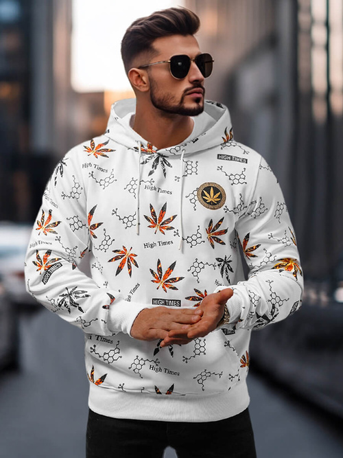 Sweatshirt à capuche homme blanc OZONEE O/B266Z