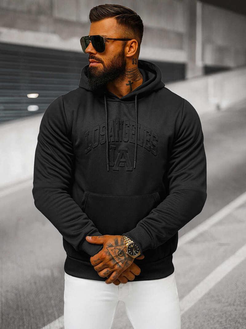 Sweatshirt à capuche homme noir OZONEE JS/27B6511/3